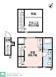 ハナテラス竹ノ塚(ハナテラスタケノヅカ) 2階ワンルームの間取り