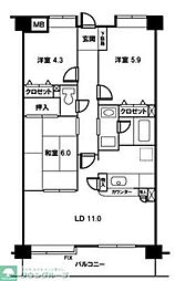 シュティーレ松原 7階2SLDKの間取り