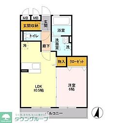 グレイス　Ａ 2階1LDKの間取り