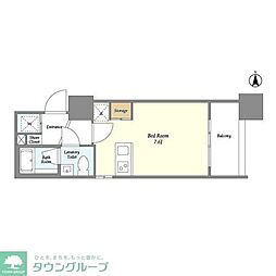 プラシア北千住 6階ワンルームの間取り