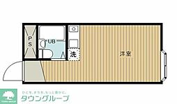 青井第二宏和ハイツ 2階ワンルームの間取り
