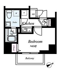 プレセダンヒルズ北千住II 3階1Kの間取り