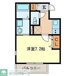 カーサヴィエント 3階1Kの間取り