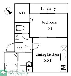 アパルトマン2 1階1DKの間取り