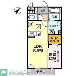 ロイジェントパークスレイクタウン　Ｏ 1階1LDKの間取り