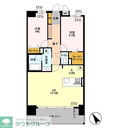 ロイヤルパークスリバーサイド 6階2LDKの間取り