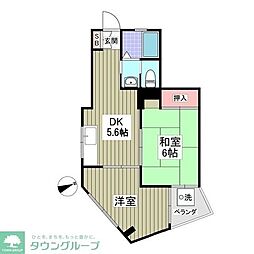 有賀サンハイツ 6階1DKの間取り