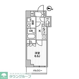 コンフォリア・リヴ千住 2階1Kの間取り