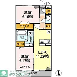 マウンテンハート 2階2LDKの間取り