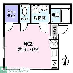 カーサ本木 3階ワンルームの間取り