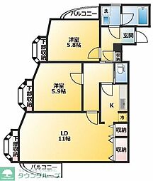 レジデンス竹の塚 303 3階2LDKの間取り