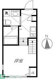 ハーモニーテラス五反野II 2階ワンルームの間取り