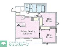 アーバンクレスト 1階2LDKの間取り