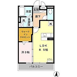 メゾン　フォンテーヌ 2階1LDKの間取り