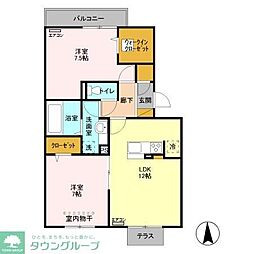 エミネンス 1階2LDKの間取り