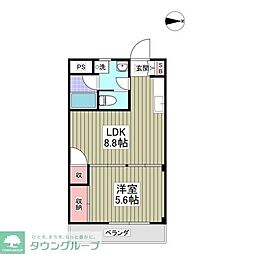 エム・アールコーポ 2階1Kの間取り