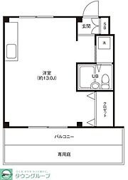フラワーコーポ 1階ワンルームの間取り