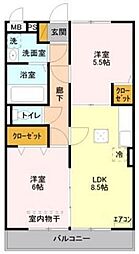 アヴァンセーヌ草加 1階2LDKの間取り