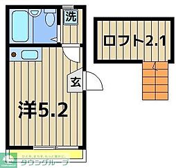 ブルーム北千住 2階ワンルームの間取り