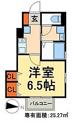 グレイスコート 1階1Kの間取り