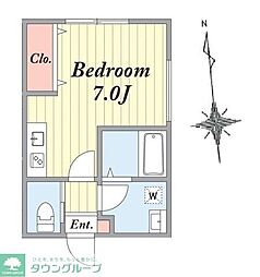 パークレジデンス六町 1階ワンルームの間取り