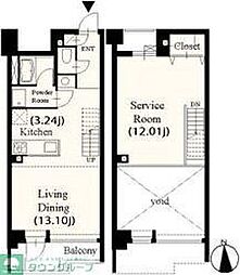 名古屋市営名城線 東別院駅 徒歩7分の賃貸マンション 3階1SLDKの間取り