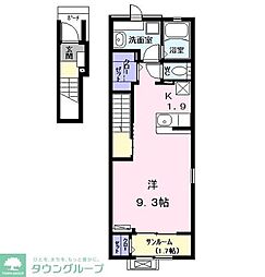 名古屋市営東山線 中村公園駅 徒歩9分の賃貸アパート 2階1Kの間取り