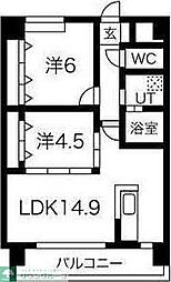 名古屋市営鶴舞線 大須観音駅 徒歩6分の賃貸マンション 4階2LDKの間取り