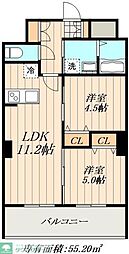名古屋市名東区亀の井2丁目マンション 2LDKの間取図画像