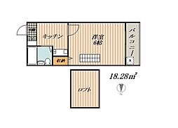 近鉄名古屋線 黄金駅 徒歩11分の賃貸アパート 2階1Kの間取り
