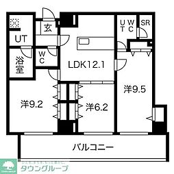 名古屋市営東山線 栄駅 徒歩7分の賃貸マンション 13階3LDKの間取り