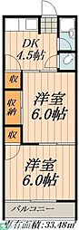 弥生荘 2DKの間取図画像