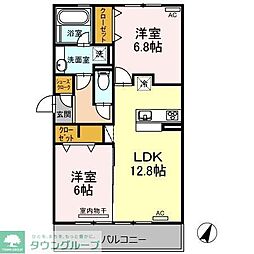 サニープレイス十一屋G 2LDKの間取図画像