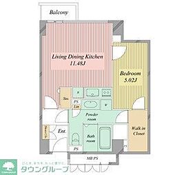 ミュプレ矢場町 1LDKの間取図画像