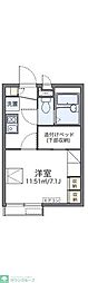 レオパレス戸部下 1Kの間取図画像