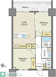 グランドゥール瑞穂通 2LDKの間取図画像