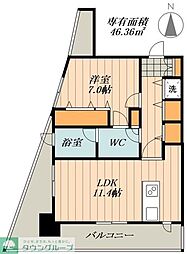 名古屋市営名城線 東別院駅 徒歩3分の賃貸マンション 6階1LDKの間取り