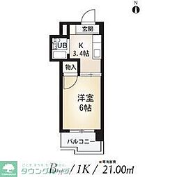 サン・スグモビル 1Kの間取図画像