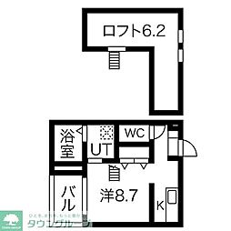 名古屋市営東山線 本陣駅 徒歩5分の賃貸アパート 1階1Kの間取り