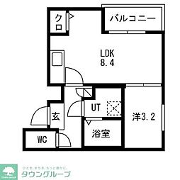 名古屋市営東山線 八田駅 徒歩4分の賃貸アパート 1階1LDKの間取り