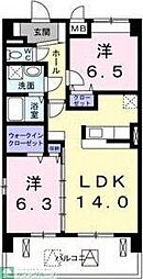 名古屋市営東山線 今池駅 徒歩10分の賃貸マンション 4階2LDKの間取り