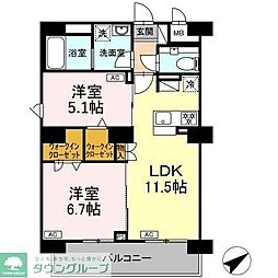 名古屋市営桜通線 今池駅 徒歩3分の賃貸マンション 2階2LDKの間取り