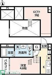 名古屋市営名城線 熱田神宮伝馬町駅 徒歩10分の賃貸アパート 2階ワンルームの間取り