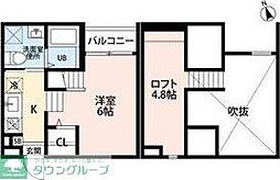 名古屋市営名城線 熱田神宮伝馬町駅 徒歩11分の賃貸アパート 2階ワンルームの間取り