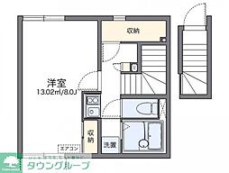 レオネクスト川原 2階1Kの間取り
