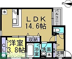 名古屋市営桜通線 新瑞橋駅 徒歩3分の賃貸アパート 1階1LDKの間取り