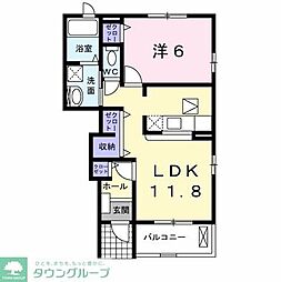 名鉄常滑線 大同町駅 徒歩4分の賃貸アパート 1階1LDKの間取り