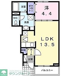 名鉄名古屋本線 本星崎駅 徒歩16分の賃貸アパート 1階1LDKの間取り