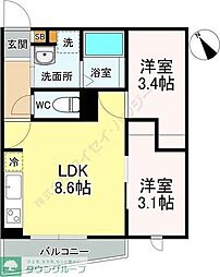 名古屋市営桜通線 桜本町駅 徒歩3分の賃貸マンション 4階1SLDKの間取り