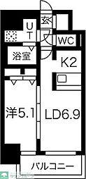 名古屋市営名城線 熱田神宮伝馬町駅 徒歩2分の賃貸マンション 2階1LDKの間取り